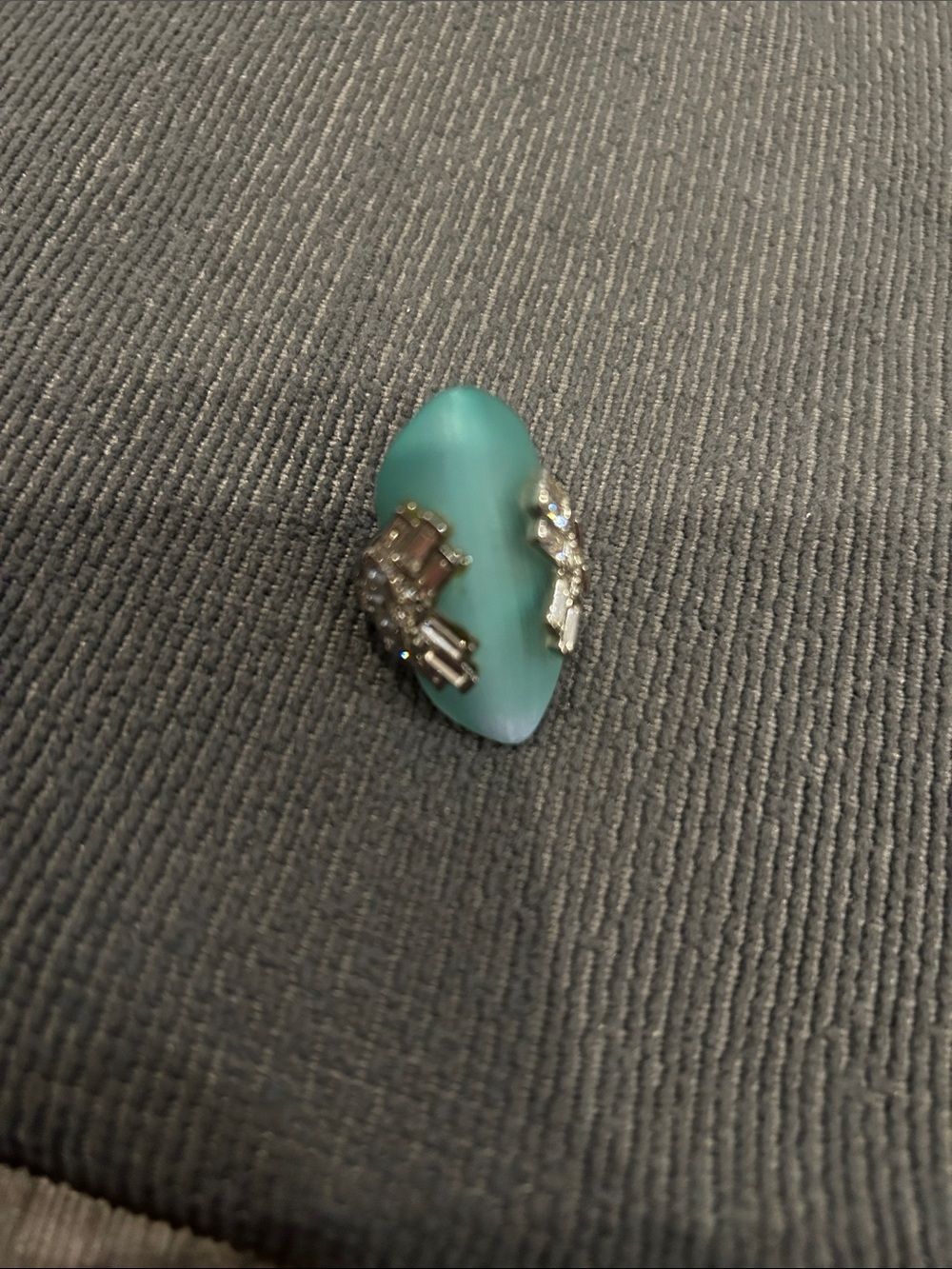 Alexis Bittar Seafoam Lucite Statement Ring with Crystal Accents